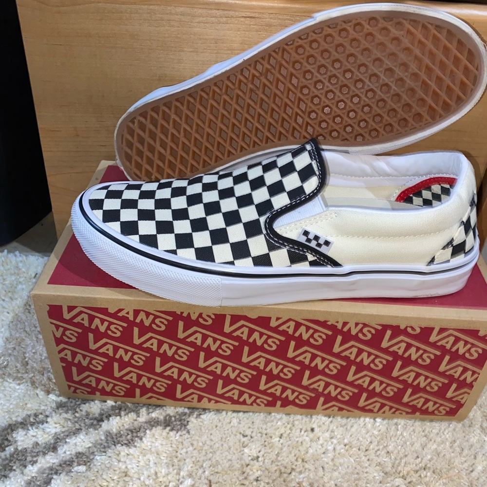 CHECKERED VANS POP CUSH SLIP ON SIZE 10